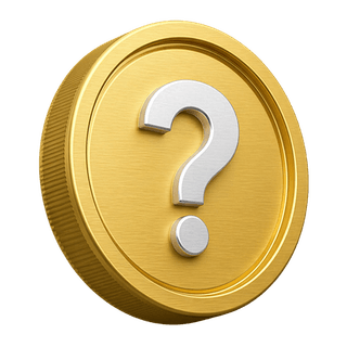 เหรียญทองสามมิติประดับตกแต่งพร้อมเครื่องหมายคำถามที่ปรากฏบนหน้า FAQ